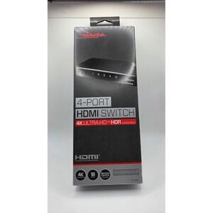 Rocketfish RF-G1501 4 Port 4K HDMI Switch Box Kit Remote Control New In Box